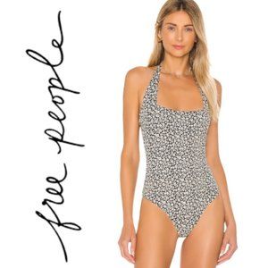 NWOT Free People Talk Back Thong Bodysuit - Black Combo